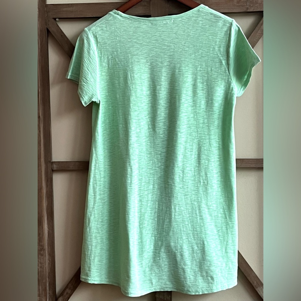 Cut Loose mint green flowy short sleeve blouse top linen cotton asymmetrical S - Picture 3 of 3
